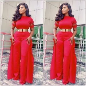 red jumpsuit with belt